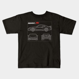 s15 spec r aero line art blue print drawing te37 Kids T-Shirt